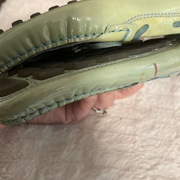 Salvatore Ferragamo Pistachio Green Patten Leather Pointed Toe Bow Loafers - Picture 10 of 15